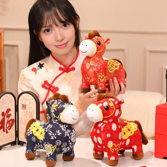 Blessing Horse Plush Toy Chinese Style Stuffed Horse Doll Good Luck Horse 2026 New