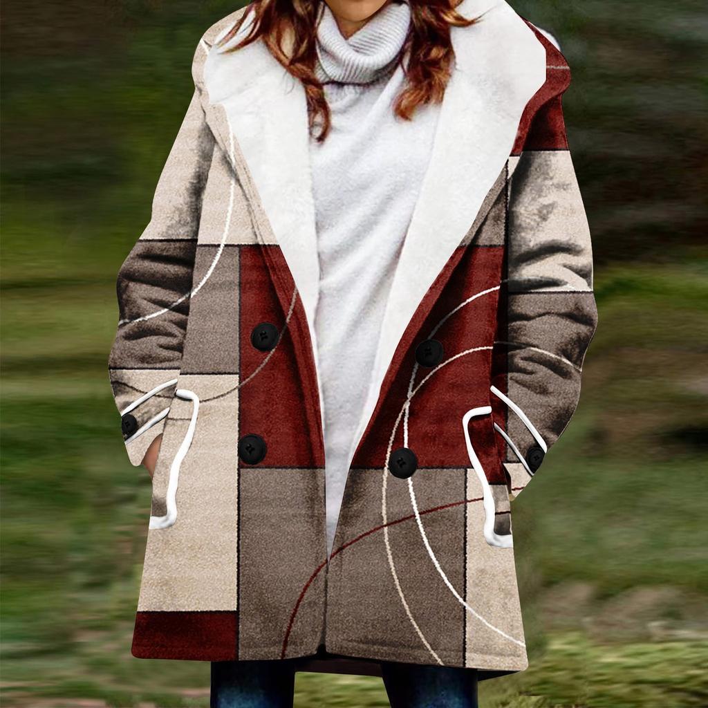 Женское зимнее пальто, теплое мохнатое пуховое пальто с капюшоном и пуговицами, куртка