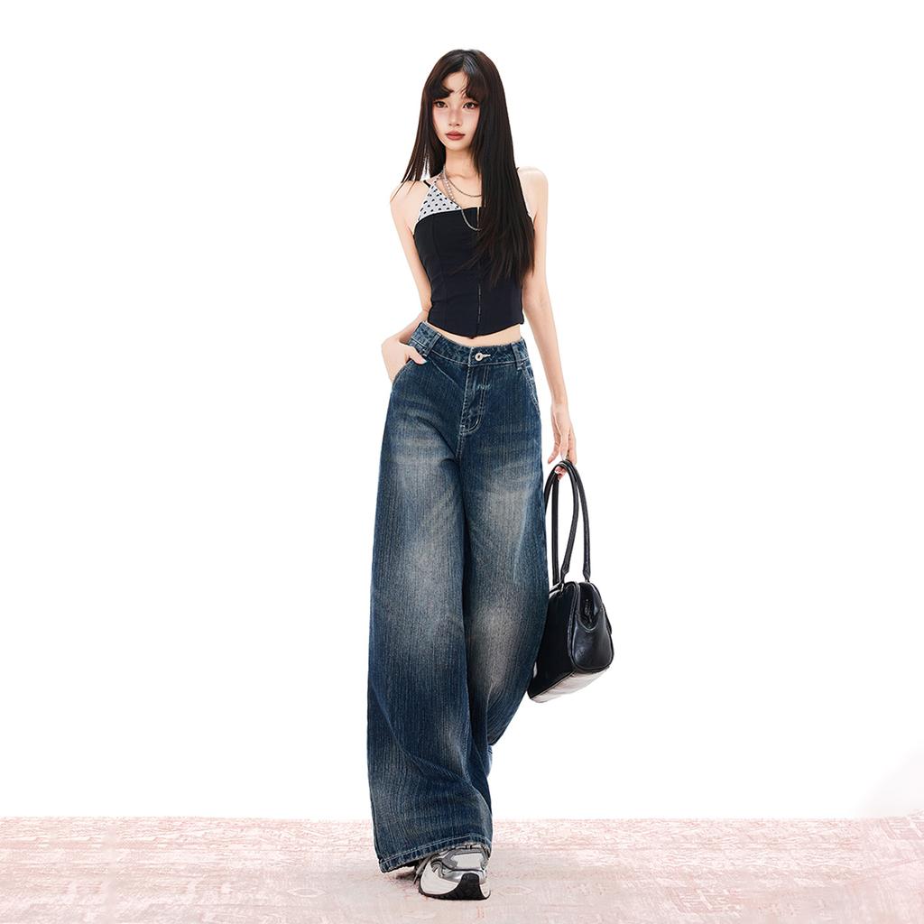 11ss | American old retro denim trousers mopping the floor lazy washed loose and versatile spring and summer new models