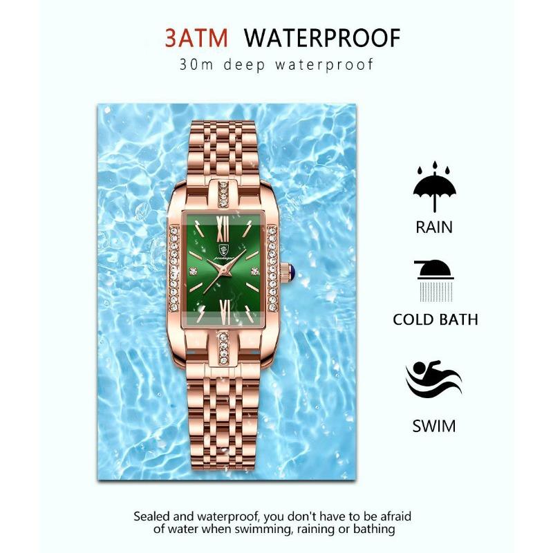 POEDAGAR High Quality Diamond Watch Top Brand Luxury Fashion Business Rectangle Waterproof Quartz Ladies Watches Stainless Steel