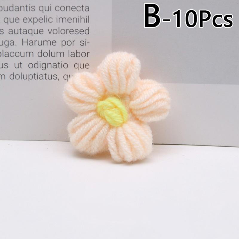 10pcs Hand-knitted Flower Applique Sew On Patches Floral Applique Decor For Clothes Shoes Hats Craft Diy Hair Clip Wedding Decor
