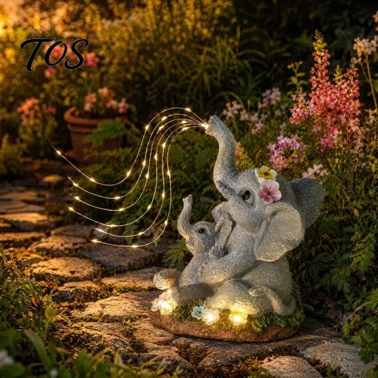 Солнечный подарок на День матери, садовая статуэтка кошки, смоляной уличный полосатый декор с автоматическим светодиодным декоративным освещением, водонепроницаемое украшение для газона IP65 для