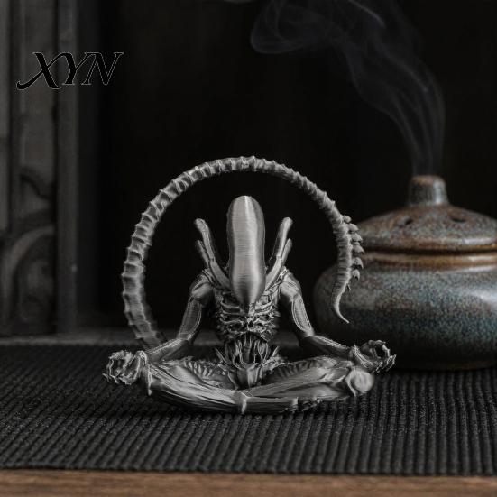 Детализированная 3D-печатная фигурка инопланетянина, Художественная фигурка инопланетянина для медитации Дзен, Настольное украшение, Коллекционные скульптуры для поклонников научной фантастики