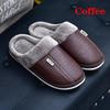Men Women Waterproof PU Leather Winter Warm Plush Home Shoes House Slippers Indoor Anti-Skid