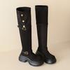 Over-knee Boots Women's Thick-soled Inner Height Increase Merad Long-tube Boots Thick-soled Large-tube Circumference Widened Fat Mm Large Size