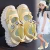 Girls' Cute Bowknot Sports Sandals with Mesh for Summer, Little Girls' Shoes with Large Rhinestones and Hollow Transparent Mesh