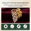 Vintage Gold-Leaf Grape Pearl Brooch Zinc Alloy Anti-Tarnish Design For Formal Occasions