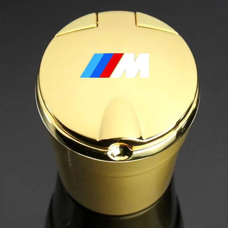 YMDM4 Car Ashtray with Cover LED Light Ashtray Sticker For BMW M Power X1 e84 X3 f25 X5 e53 x6 e71 ix3 i3 320i 330d M4 1 3 5 Series