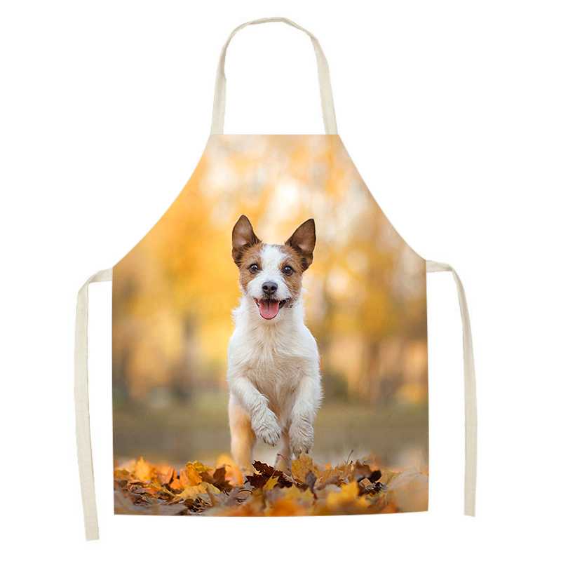 Милый фартук с принтом собаки, кухонный фартук, льняной фартук без рукавов для уборки дома, фартук от пятен, аксессуары для приготовления пищи, выпечки, 47X38 см, 68X55 см