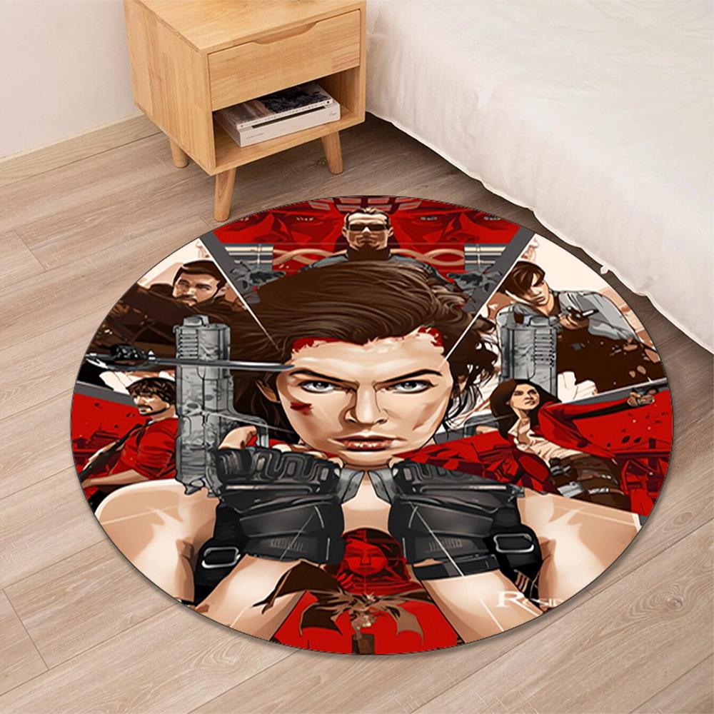 Resident Evil Printed Round Rug Carpet Chair Rug Area Rug Entryway Doormats,for Office Chair Living Room Bedroom Kitchen Room.