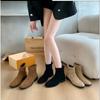 Vintage Women Slim Ankle Boots Fashion Elegant Square Toe Shoes Autumn High Heel  Short Booties