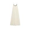 Spring New Holiday Casual Loose Linen Blended Coin Inlaid Midi Skirt Dress 7521329
