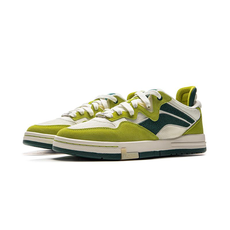 Li Ning Wave PRO Покрытие Устойчивое к истиранию Низкие Скейтбордические кроссовки Унисекс Росток Молочно-белый Тропический зеленый AECV007-3