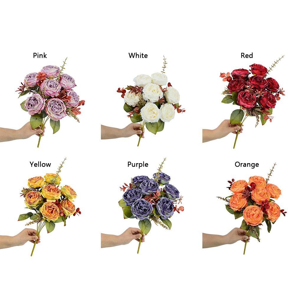 7 Heads Simulation Flower Rose Silk Petals Faux Flower Rose Artificial Flowers Home Decoration