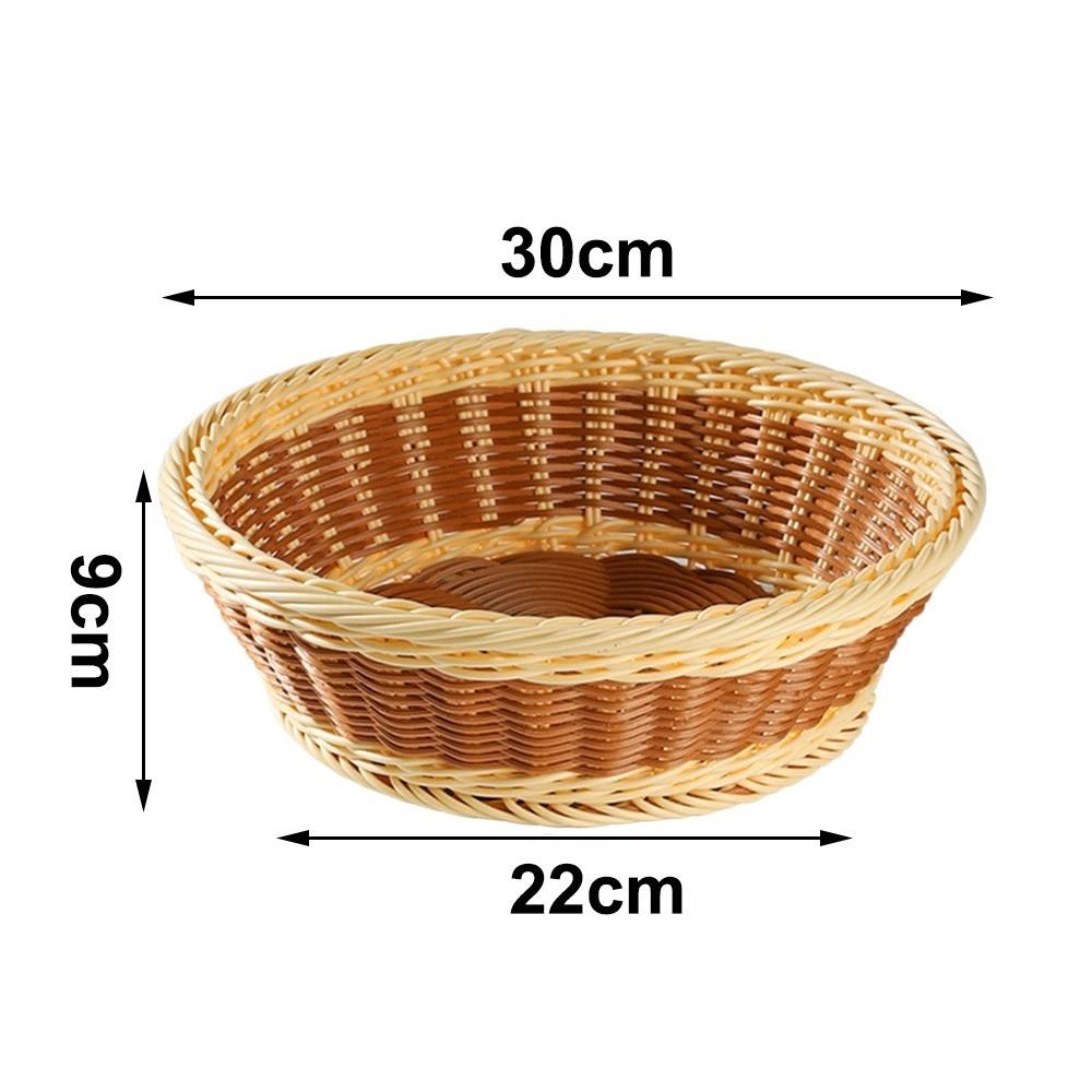 Hand-Woven Imitation Rattan Basket Round Bread Basket Food Storage Basket Household Storage