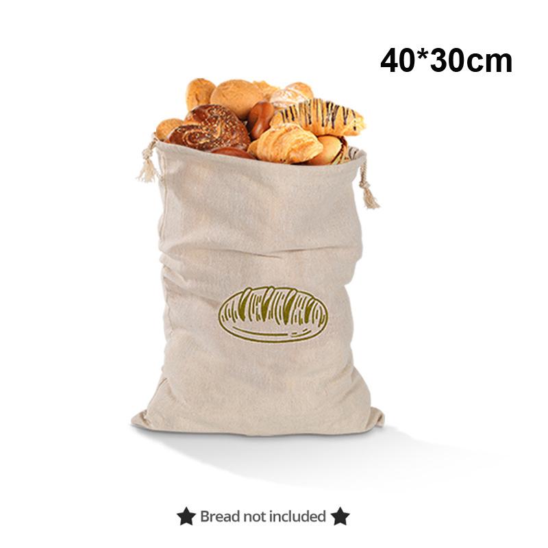 Linen Bread Bag Reusable Bags For Bread Drawstring Bags Homemade Artisan Bread Storage Bag Baguette Bag Food Storage Containers