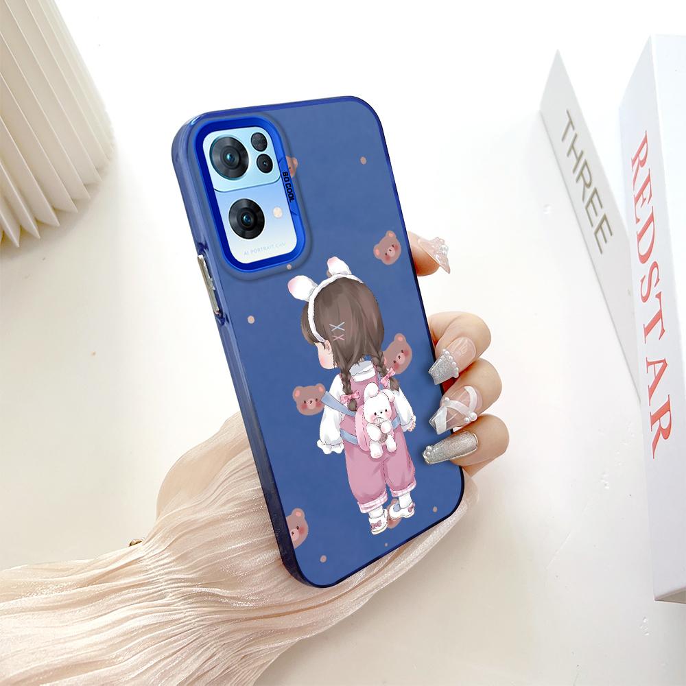 Окрашенный узор, цветной серебристый, двухсторонний, жесткий, противоударный чехол для телефона с защитой от падений для OnePlus OPPO Reno Realme