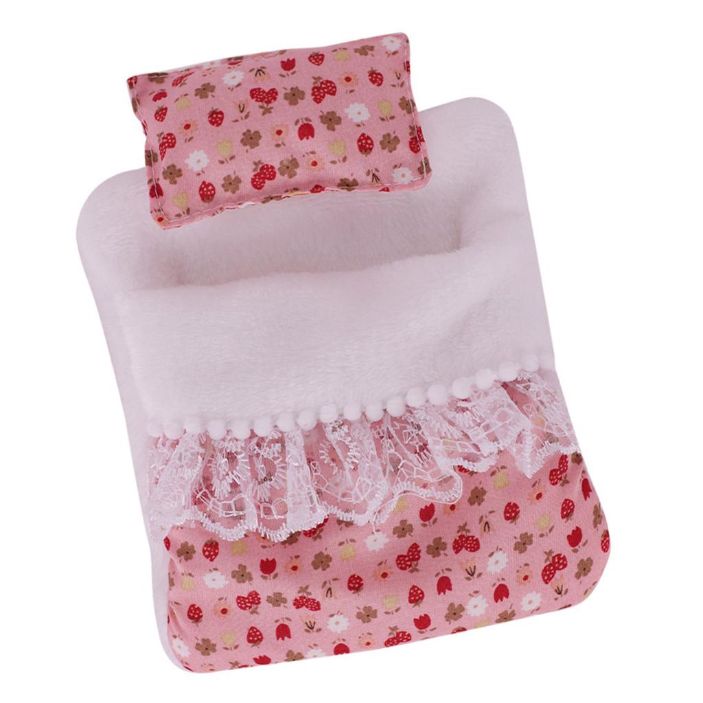 Fashion Flower Pattern Doll Bed Set with Pillow And Sleeping Bag For Labubu Plush Figure Dolls 17cm Ball Joint Dolls