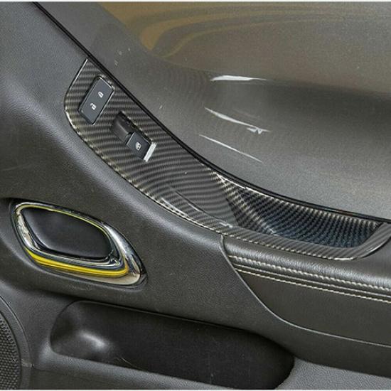 Carbon Fiber Window Lift Button Panel Cover Trim For Chevrolet Camaro 2010-2015