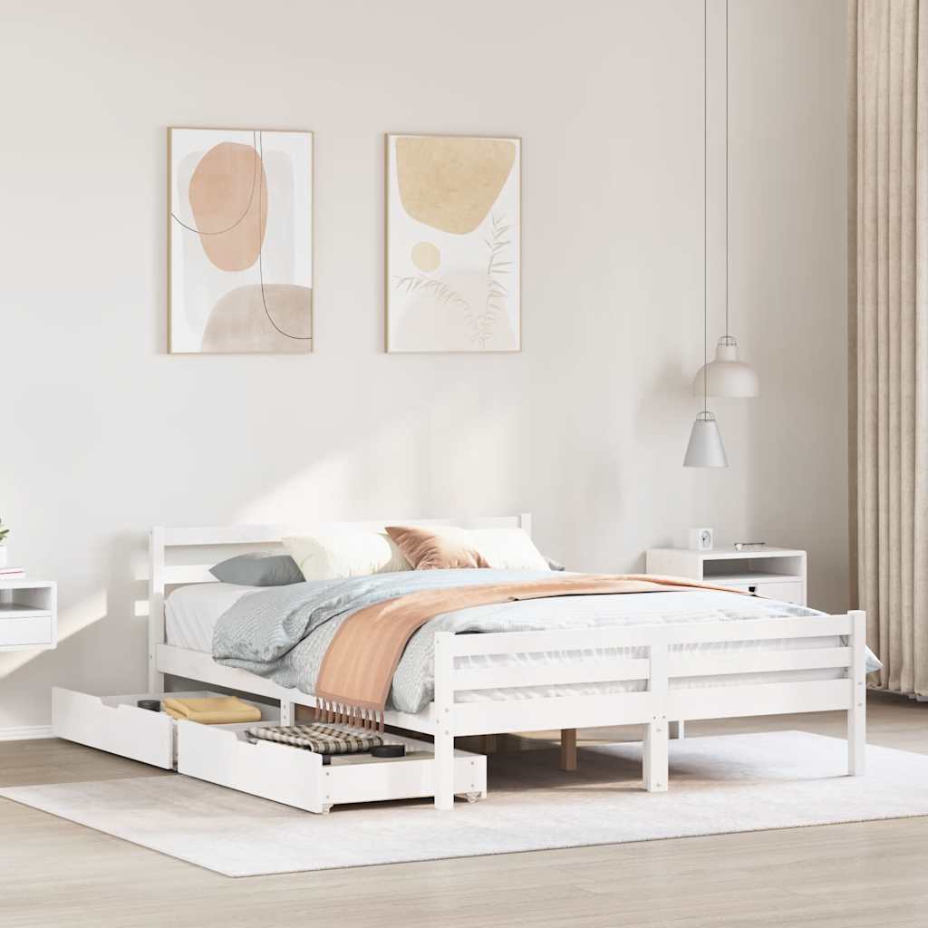 Solid Wood Bed without Mattress White 140 x 200 cm Pine Wood