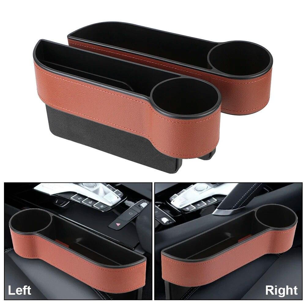 Car Organizer Leather Car Seat Gap Storage Box Seat Gap Slit Box With Charging Hole