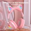 Cat Ear Headphone Wireless Vaorlo Breathing Light Earphones Support Tf Card Play With Nosie Cancel Microphone Low Latency Headset For Game