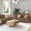 2 Piece Sofa Set with Cushions Brown Fabric