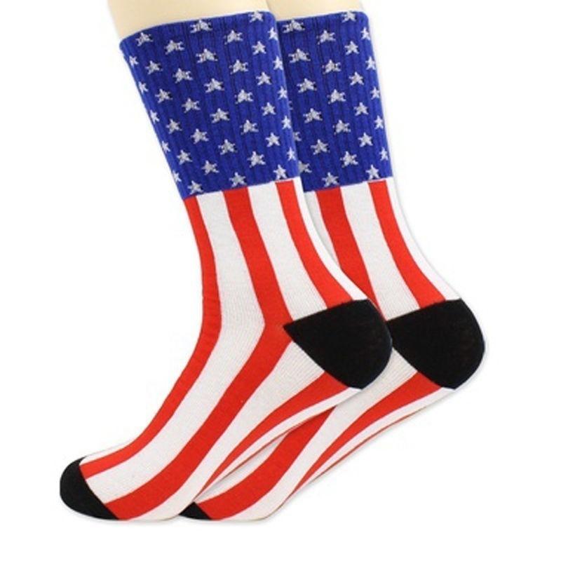 Модные мужские хлопковые носки со звездами и полосами флага США Old Glory повседневные до щиколотки