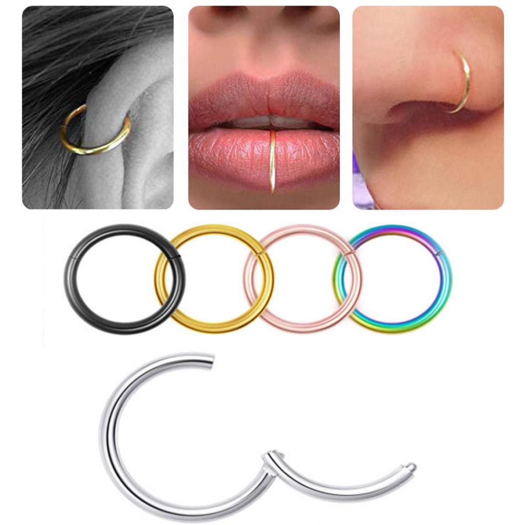 Stainless Steel Nose Ring Lip Ear Cartilage Body Piercing Septum Hoop Jewelry MIT