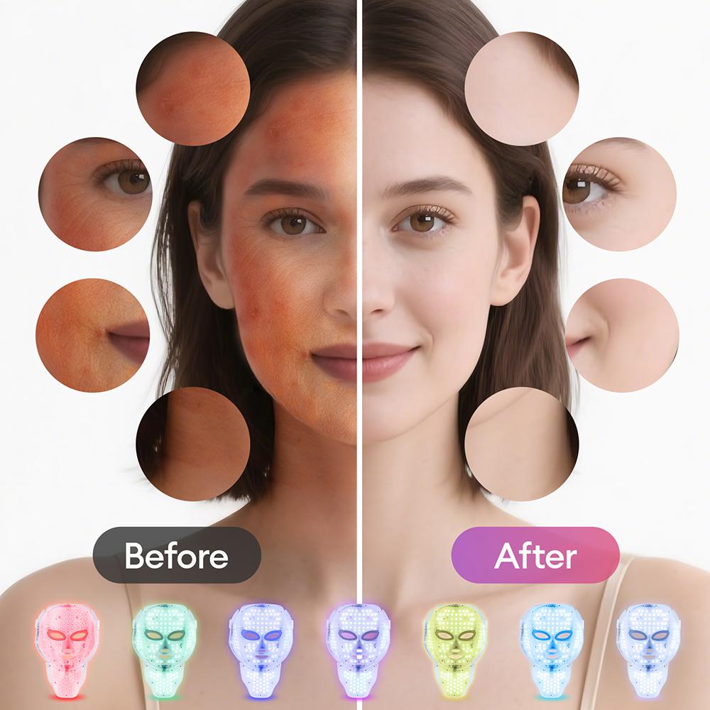 Face Neck Beauty Mask 7 Colors Light LED Mask Photon Red Light Facial Skin Care Repair Skin Anti Aging Wrinkle Skin Tightening