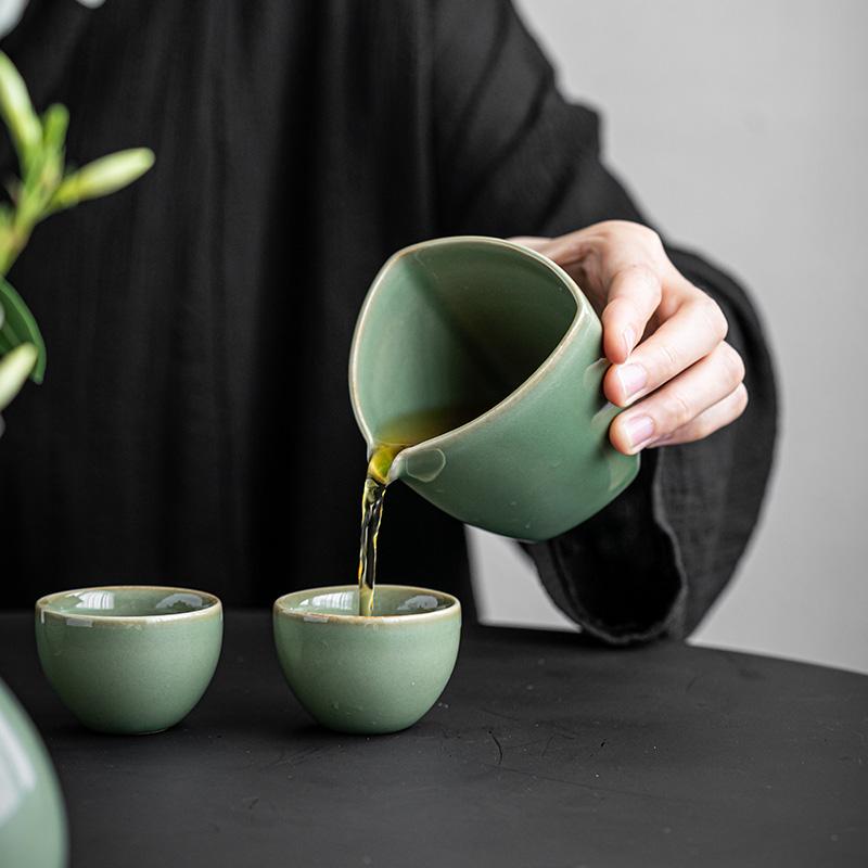 Бамбуковая Глазурованная Керамическая Чашка для Фэйрвея в Винтажном Стиле Чайное Море Китайский Домашний Чайный Набор для Кунг-Фу Без Ручки Чайные Чашки Равномерные Чашки