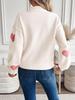 2025 Autumn/Winter Women's Christmas Love Jacquard Knit Sweater - European/American Style Semi-High Neck