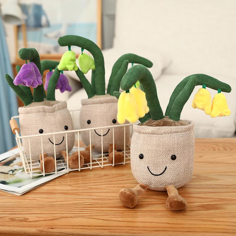 25cm Simulation Cartoon Plant Pot Series Plush Doll Succulent Tulip Lily Plush Toy Home Decor Living Room Bedroom Gift For Girls
