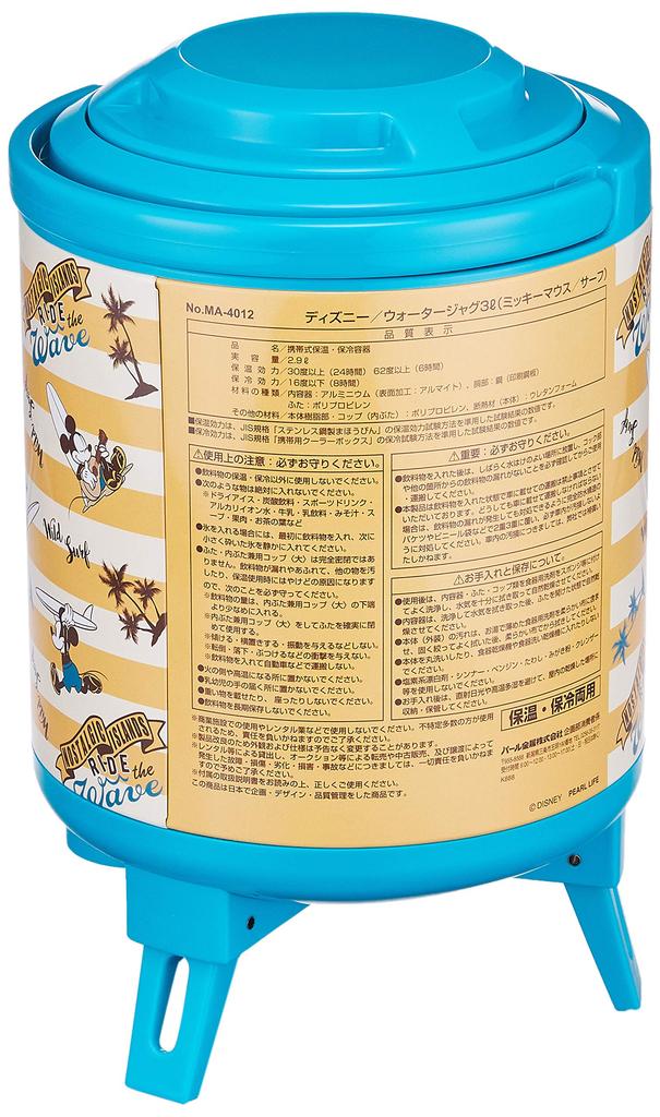 PEARL METAL Кувшин-резервуар Disney Кувшин для воды 3 л 1 бутылка типа с 2 чашками Микки Термальный/холодный Маус/Серф