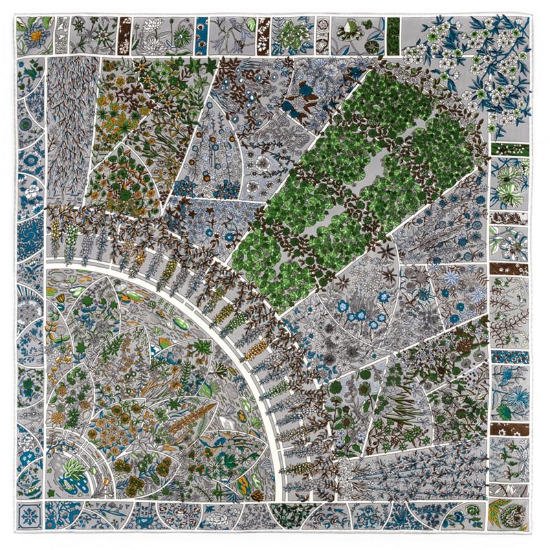 POBING Manual Hand Rolled Twill Silk Scarf Women Indian Feather Square Scarves Echarpes Foulards Femme Wrap Bandana Hijab 90CM