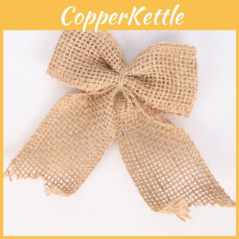 Рождественский бант ручной работы из льняного материала, декор, фестивальные праздничные принадлежности, вечеринка