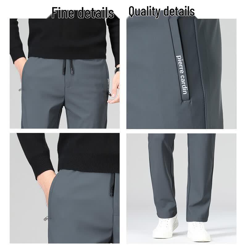 Pierre Cardin Men's Thickened Drawstring Straight-Leg Casual Pants