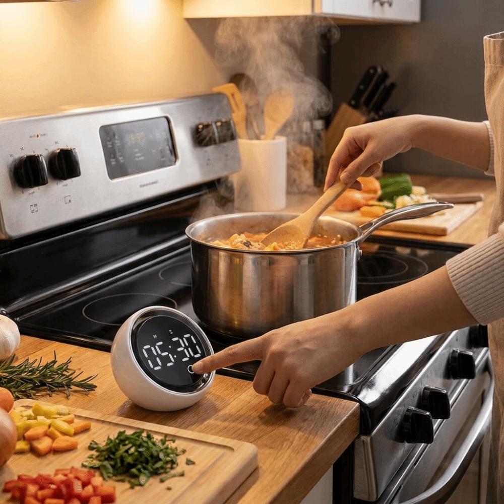 Voice Controlled Magnetic Kitchen Timer LED Display Manual Countdown Timer  Study
