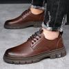 New Leather Men's Shoes Low-top Leather Shoes Men's Trendy Versatile Board Shoes Casual Tooling Shoes Men's