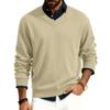 Men's V-neck Long-sleeved Ribbed Knit Pullover