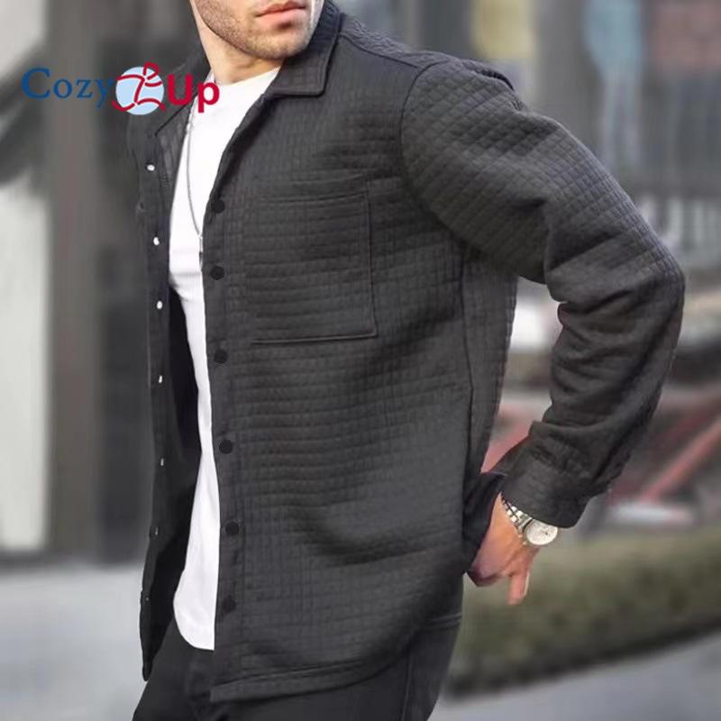 Men's Cardigan Small Checkered Long Sleeved Shirt Jacket Casual Large Size