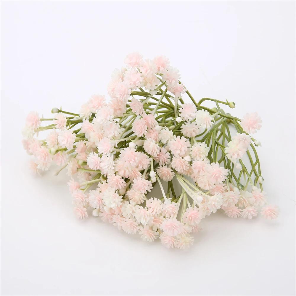 10PCS Plastic Artificial Baby's Breath Clusters Flowers Head Gypsophila Flowers DIY Wedding Bride Flower Crown Hair Accessories