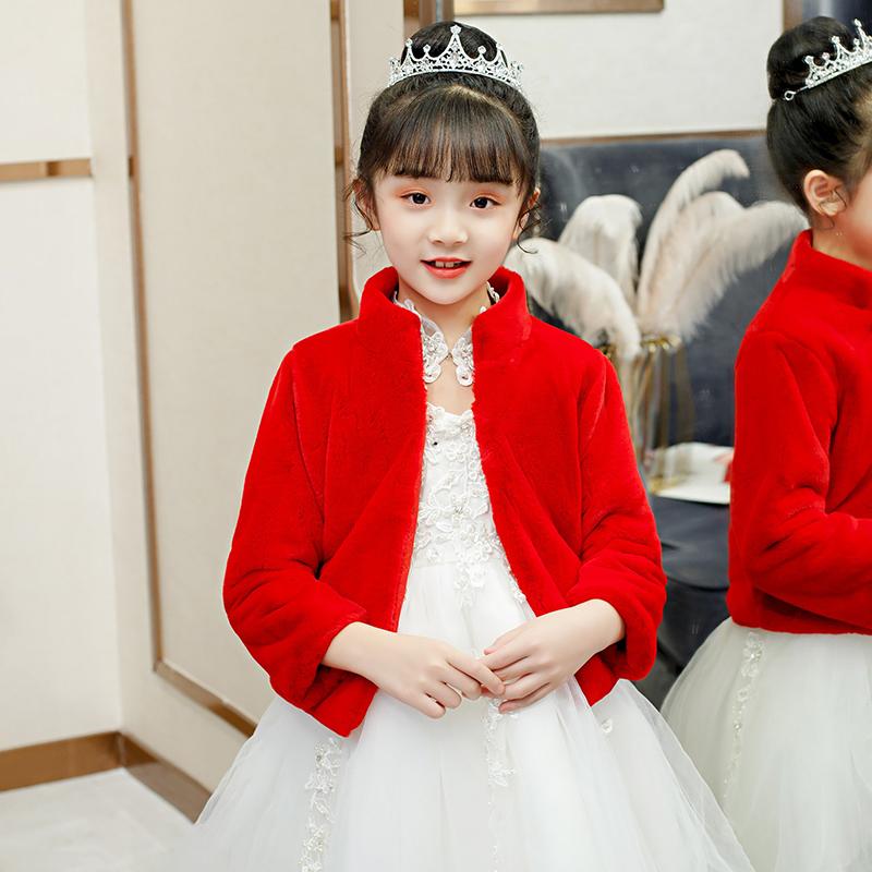 Детское свадебное вечернее платье с запахом из искусственного меха, болеро, накидка, свадебная шаль