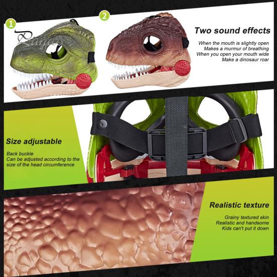 Электрический Головной Убор Головы Динозавра со Звуком Подвижным Ротом Кричащая Голова Дино Хэллоуин Костюм Партии Косплей Крышка Головы Велоцираптора Праздничные Атрибуты