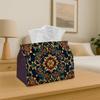 1pc Victorian Ornamental Classic Tissue Box Floral Damask Pattern Blue Golden Durable Decorative Storage Organizer for Kitchen, Living Room, Bedroom,