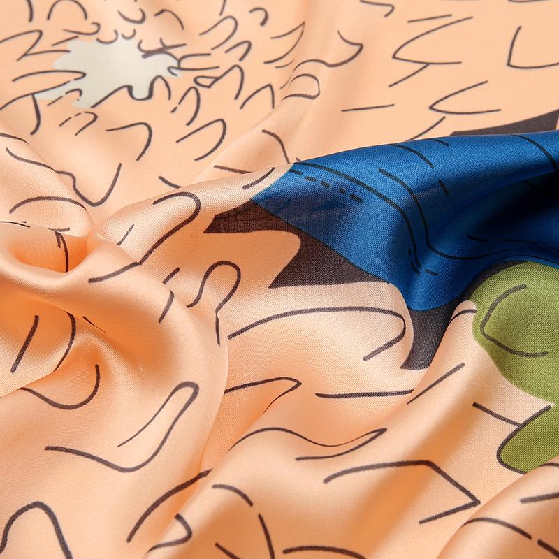 Модный длинный шелковый шарф из атласа лицин с принтом диких растений и цветов, весенне-летняя шаль для отдыха на берегу моря