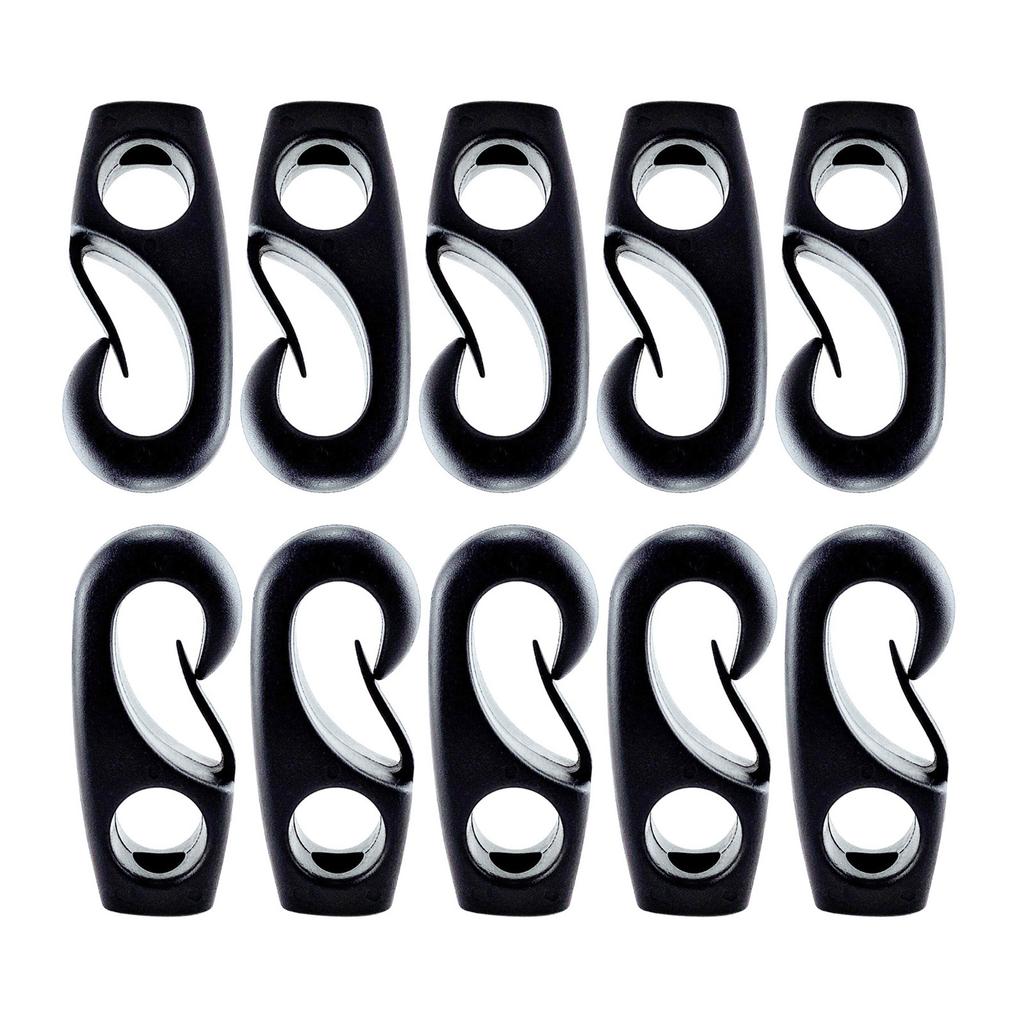 10 шт. черных пластиковых крюков для банджи, трос для банджи, гребная лодка, крюк для шнура, многоразовые лодки, крюк для шнура, легко устанавливается
