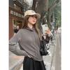Korean Half-high Collar Drawstring Niche Design Long-sleeved Top for Women In Autumn and Winter, Loose and Versatile, Lazy Knitted Bottoming