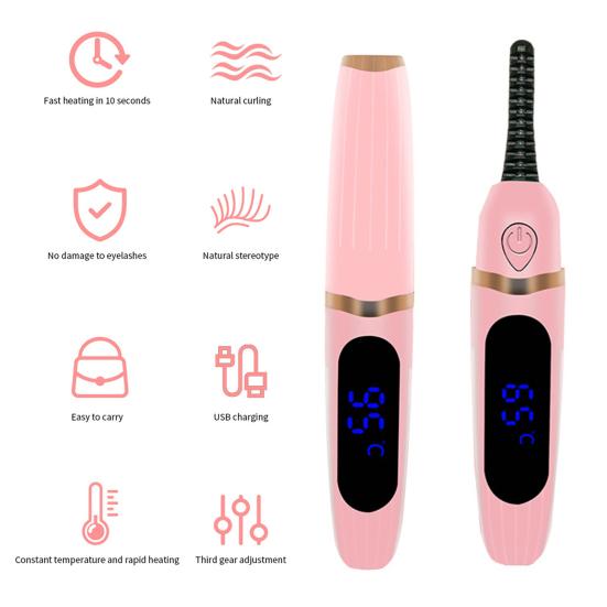 Электрические щипцы для завивки ресниц со светодиодным дисплеем 3 настройки температуры Перезаряжаемые через USB портативные щипцы для завивки ресниц с подогревом 24 часа длительный подъем ресниц