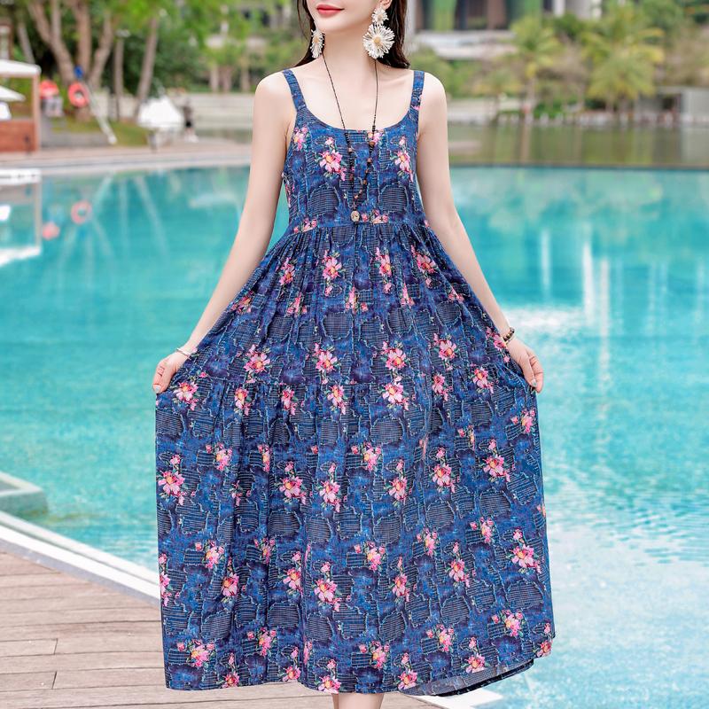 Элегантное платье на бретельках для женщин, большие размеры, повседневное летнее длинное платье, винтажная женская одежда среднего возраста